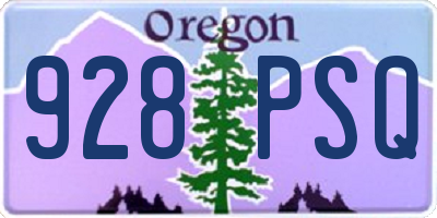 OR license plate 928PSQ