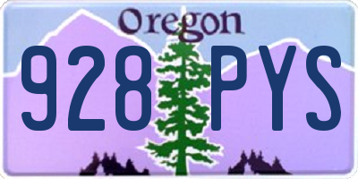 OR license plate 928PYS
