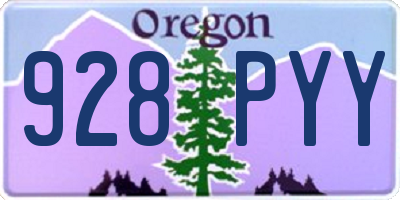 OR license plate 928PYY
