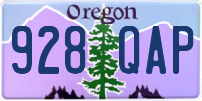 OR license plate 928QAP
