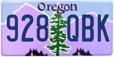OR license plate 928QBK