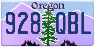 OR license plate 928QBL