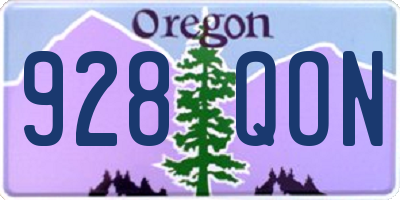 OR license plate 928QON