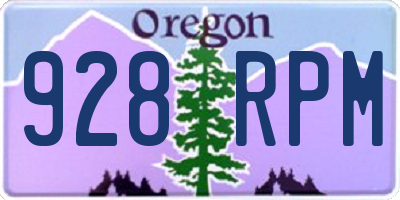OR license plate 928RPM