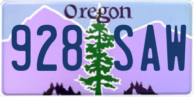 OR license plate 928SAW
