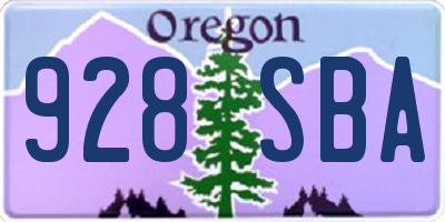 OR license plate 928SBA