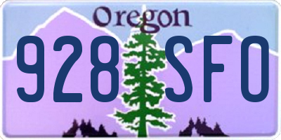 OR license plate 928SFO
