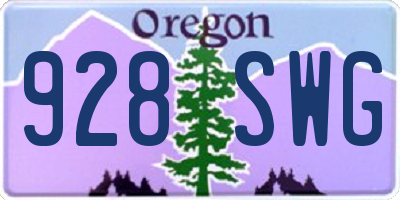 OR license plate 928SWG