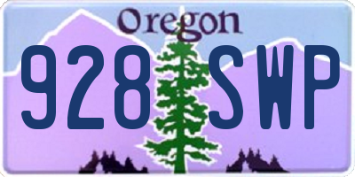 OR license plate 928SWP
