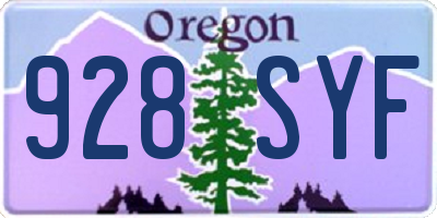 OR license plate 928SYF