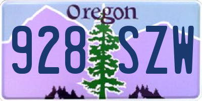 OR license plate 928SZW