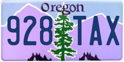 OR license plate 928TAX