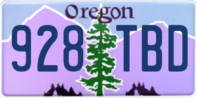 OR license plate 928TBD