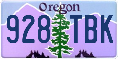 OR license plate 928TBK