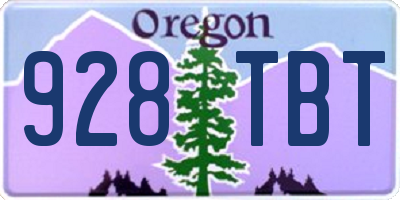 OR license plate 928TBT