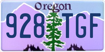 OR license plate 928TGF