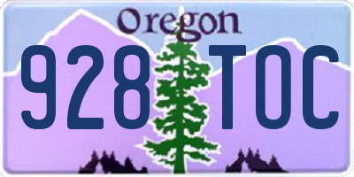 OR license plate 928TOC