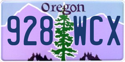 OR license plate 928WCX