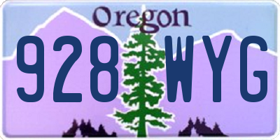 OR license plate 928WYG