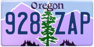 OR license plate 928ZAP