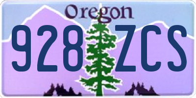 OR license plate 928ZCS