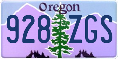 OR license plate 928ZGS