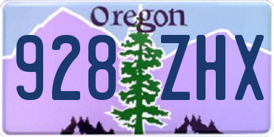 OR license plate 928ZHX