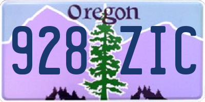 OR license plate 928ZIC