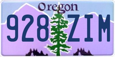 OR license plate 928ZIM