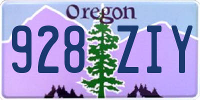 OR license plate 928ZIY
