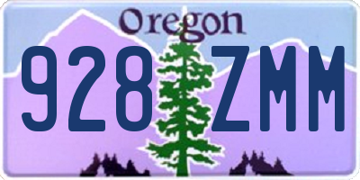 OR license plate 928ZMM