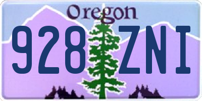 OR license plate 928ZNI