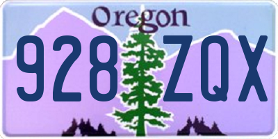 OR license plate 928ZQX
