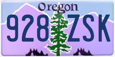 OR license plate 928ZSK