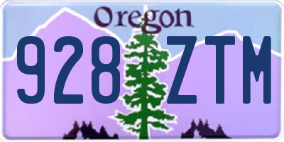 OR license plate 928ZTM