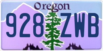OR license plate 928ZWB