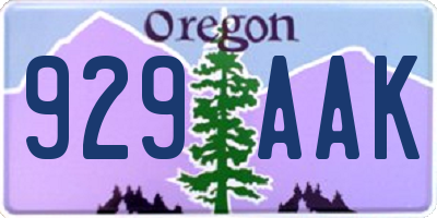 OR license plate 929AAK