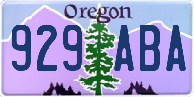 OR license plate 929ABA