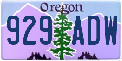 OR license plate 929ADW