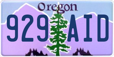 OR license plate 929AID