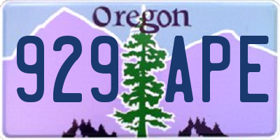 OR license plate 929APE