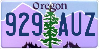 OR license plate 929AUZ