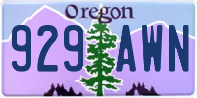 OR license plate 929AWN