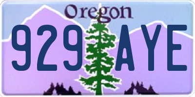 OR license plate 929AYE