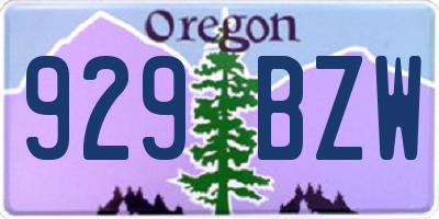 OR license plate 929BZW