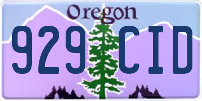 OR license plate 929CID