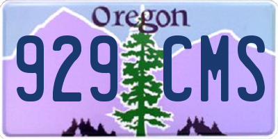 OR license plate 929CMS