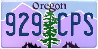 OR license plate 929CPS