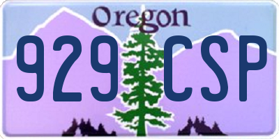 OR license plate 929CSP
