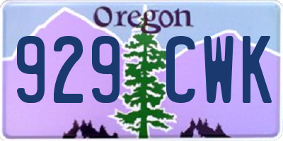 OR license plate 929CWK